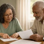 Couple reviewing estate planning documents comparing probate and trust options in Washington State