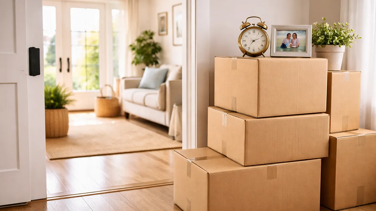 Neatly organized boxes and items during a professional estate clean-out in a Tacoma home.