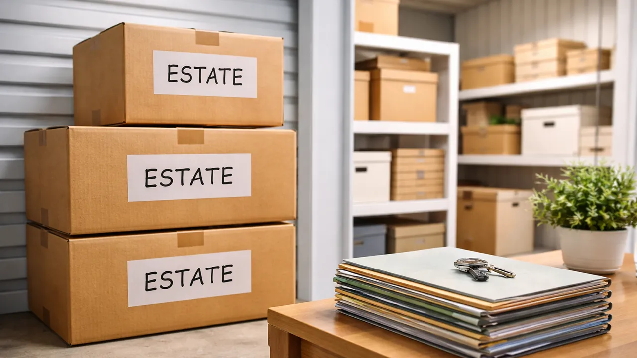 Neatly organized estate documents and keys representing secure logistics and storage in Tacoma.