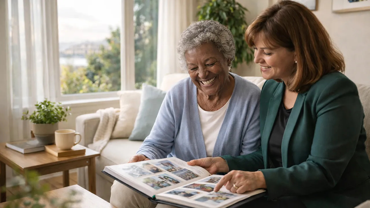 A senior transition specialist helping a Tacoma family sort belongings and plan a compassionate move.
